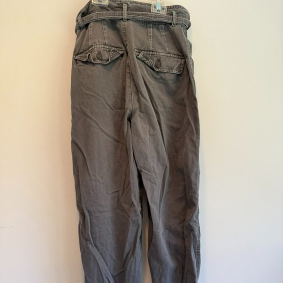 Gap Grey Paper Bag Belted Waist High Rise Wide Leg Pant Size 0 - Picture 2 of 3